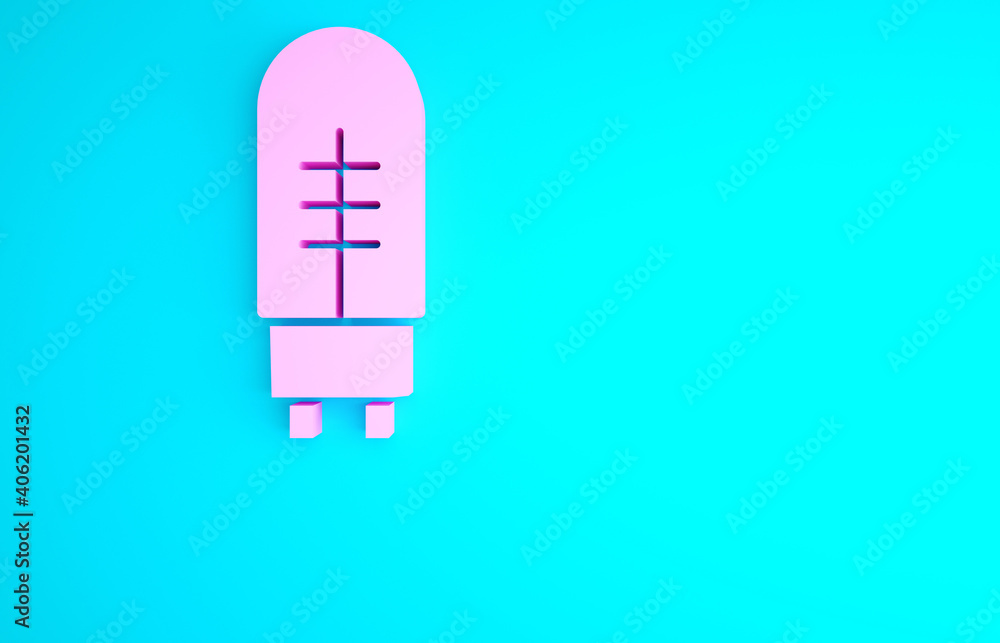 Pink Light emitting diode icon isolated on blue background. Semiconductor diode electrical component. Minimalism concept. 3d illustration 3D render. Pink Light emitting diode icon isolated on blue background. Semiconductor diode electrical component. Minimalism concept. 3d illustration 3D render.
