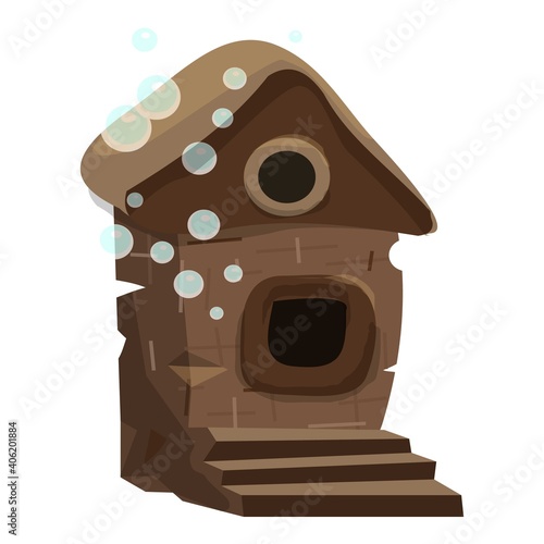 Aquarium fish house icon. Cartoon of aquarium fish house vector icon for web design isolated on white background