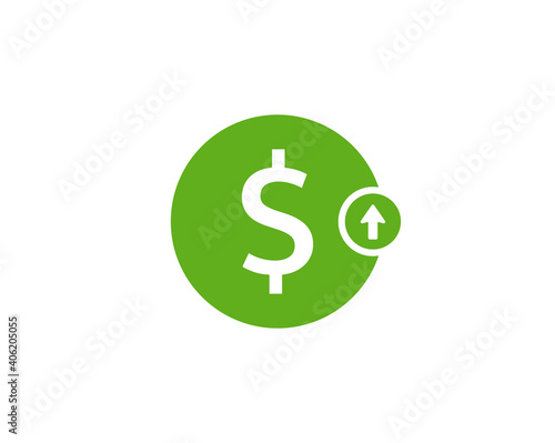 Dollar up Icon Flat Style Isolated on white background. Cost reduction icon. Symbol for website Computer and mobile vector