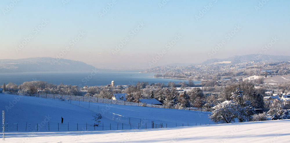 Winterlandschaft am Bodensee mit Birnau, Seefelden & Co