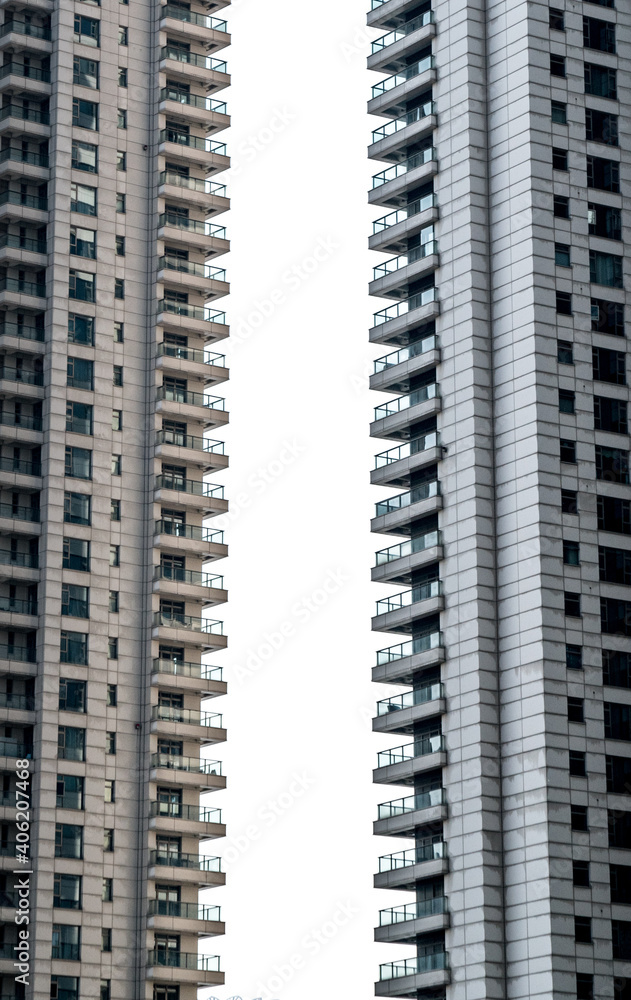 Symmetrie in einer Wohnlandschaft in Shanghai, China. Symmetrie in einer Wohnlandschaft in Shanghai, China.
