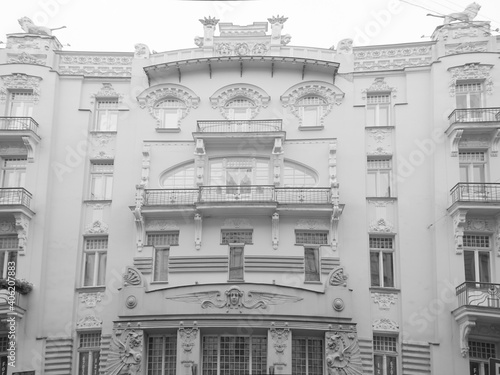 Fragment of the facade of a house in the Art Nouveau style on Albert Street