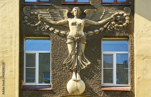 Fragment of the facade of a dwelling house in Art Nouveau style