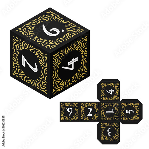 D6 Isometric Dice for Boardgames With Paper Unwrap Template