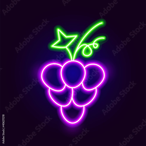 Neon Grapes Icon Vector Illustration of Food Object