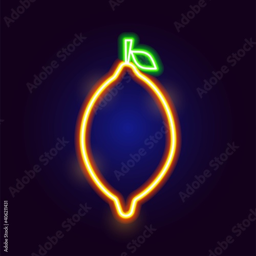 Neon Lemon Icon Vector Illustration of Food Object