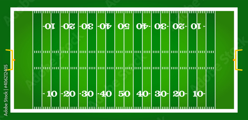 vector top view of standard yard size layout empty american football sport field with green grass and copy space. Team sports recreation graphic illustration background	
