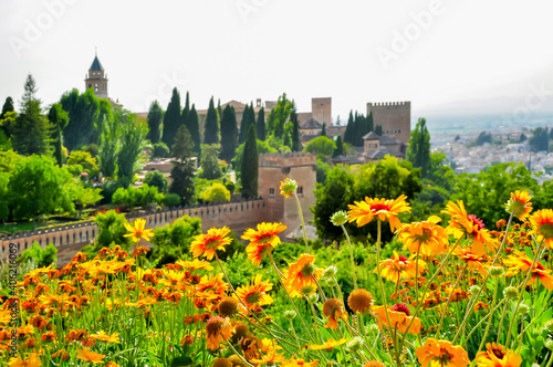 View of Alhambra from Generalife gardens, Granada, Spain