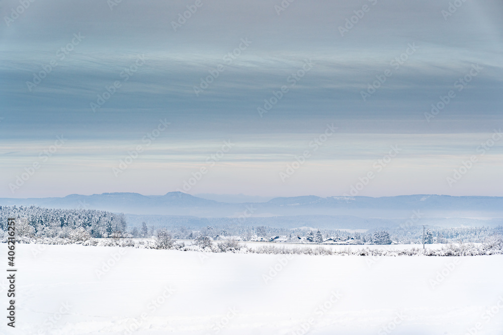 Winter Schnee Wald Feld Landschaft