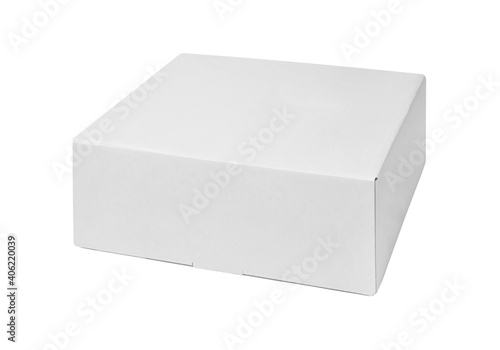 White cardboard box isolated on white background. Clipping Path.