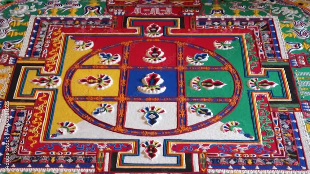 Buddhist Mandala, Buddhist monks create a sand mandala, Ladakh, Himalayas, North India, Tibet Buddhist Mandala, Buddhist monks create a sand mandala, Ladakh, Himalayas, North India, Tibet