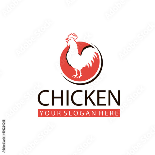 farm chicken label design isolated on white background