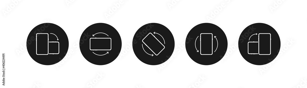 Rotate mobile phone. Device rotation symbol set. Rotate smartphone, icon set vector illustration for mobile app or web site . Smartphone screen. EPS 10 Rotate mobile phone. Device rotation symbol set. Rotate smartphone, icon set vector illustration for mobile app or web site . Smartphone screen. EPS 10