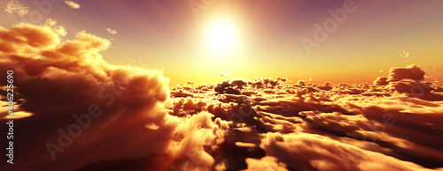 above clouds fly sunset sun ray