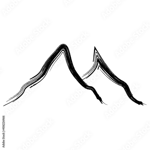 Vector icon of the mountain isolated on a white background. Icon of the contour of the mountain.