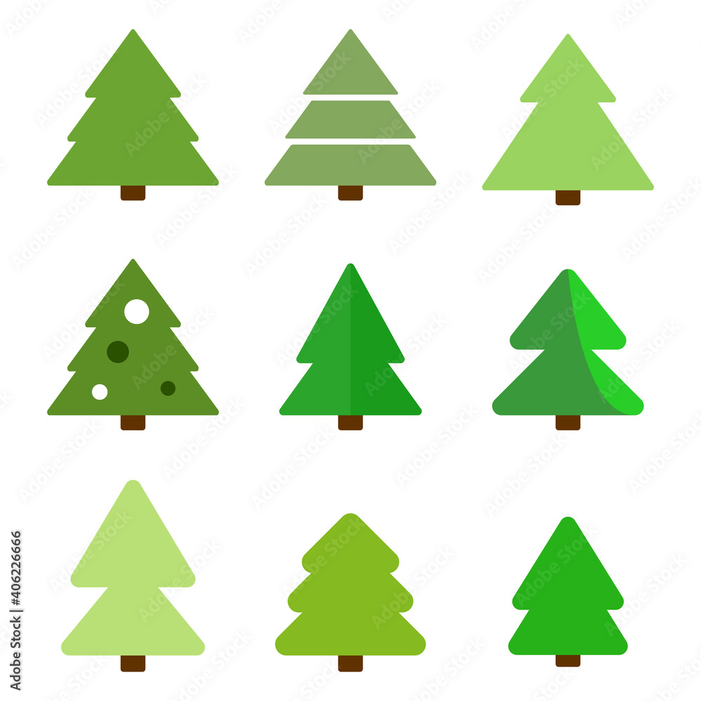 Fototapeta premium Vector set of icons of Christmas trees. Icon of the Christmas tree.
