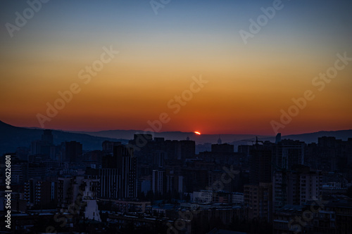 Sunrise time over Tbilisi, Georgia
