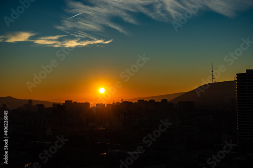 Sunrise time over Tbilisi  Georgia
