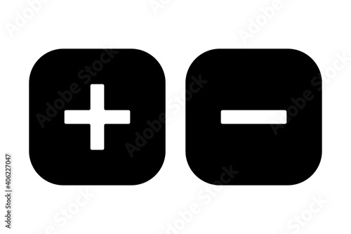 Vector icon plus and minus. Icon plus and minus isolated on a white background. A set of plus and minus icons.