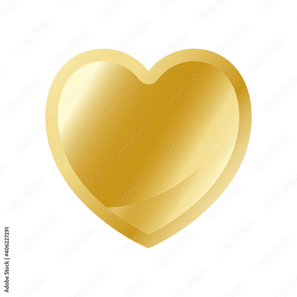 Golden heart icon. Vector gold heart icon in flat style. Icon of gold