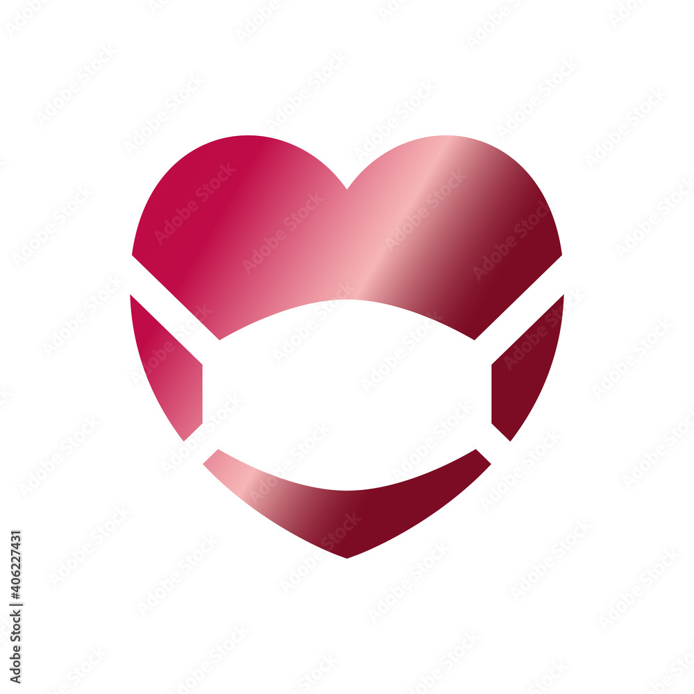 Masked heart icon. Heart mask vector icon in flat style. Heart icon protected by a mask from coronavirus. Icon isolated. Vector illustration. Masked heart icon. Heart mask vector icon in flat style. Heart icon protected by a mask from coronavirus. Icon isolated. Vector illustration.