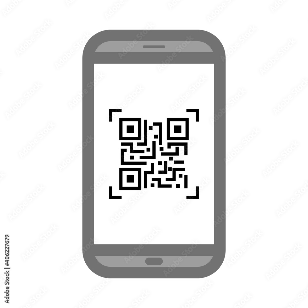QR-code scanner icon inside phone. Vector icon of QR code in a smartphone. Phone icon concept with QR code.Mobile apllication scaner qr-code. Vector illustration. Icon isolated. QR-code scanner icon inside phone. Vector icon of QR code in a smartphone. Phone icon concept with QR code.Mobile apllication scaner qr-code. Vector illustration. Icon isolated.