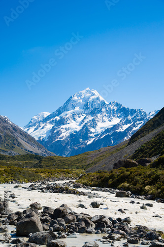 Aoraki Mount Cook on Hooker Valley Track in New Zealand