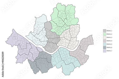 Map of Seoul, south korea. Seoul district map.