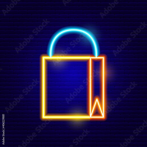 Neon Shopping Bag Icon Vector Illustration of Shop Object