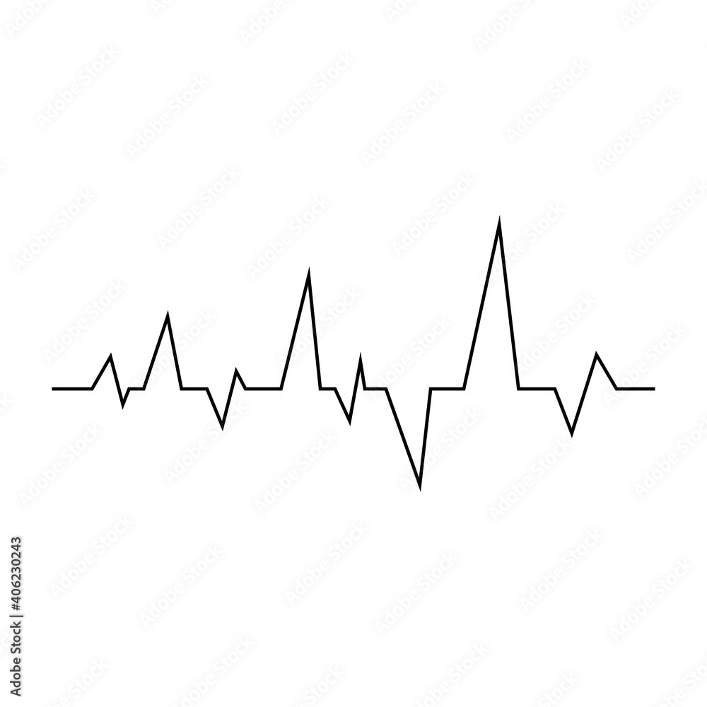Heartbeat line is black on a white background. Heartbeat line is black on a white background.