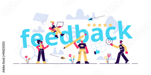 Feedback concept illustration. Idea of reviews and advices. Flat style vector