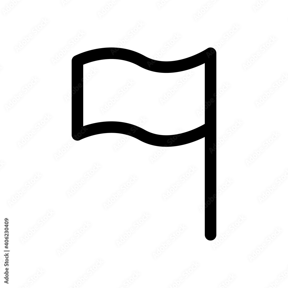 Vector icon of the flag. The outline icon of the flag is isolated on a white background. Vector icon of the flag. The outline icon of the flag is isolated on a white background.