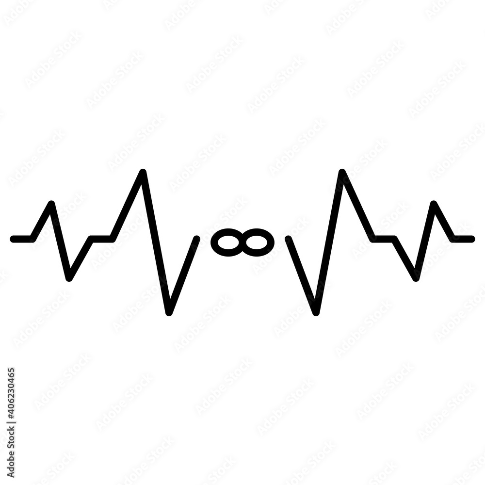 Heartbeat icon. Heartbeat vector icon. Heartbeat icon with infinity icon isolated on white background. Heartbeat icon. Heartbeat vector icon. Heartbeat icon with infinity icon isolated on white background.