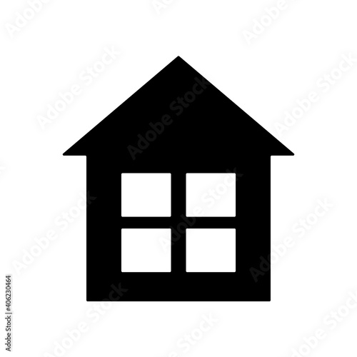 Vector icon of the house. The icon of the house is isolated on a white background. Black power at home.