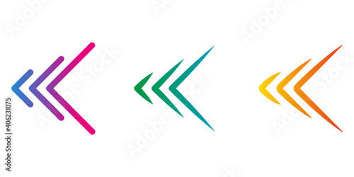 Set of colored arrows with halftone effect. Vector illustration. Arrows collection isolated