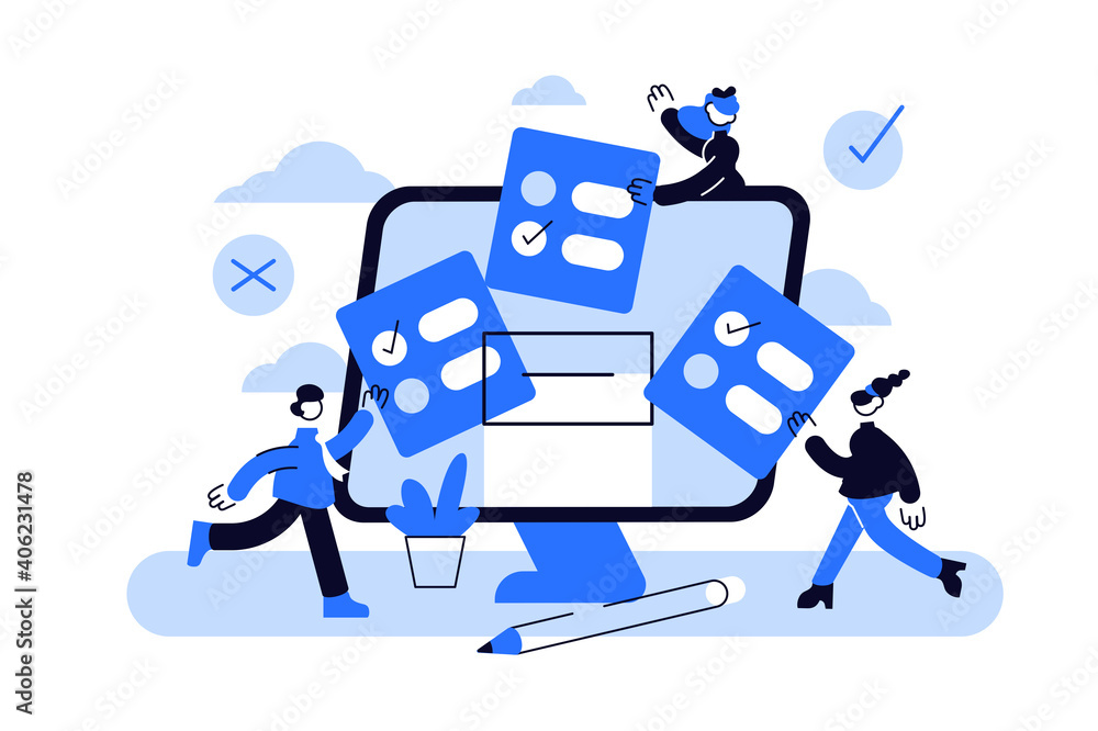 Online voting mini people concept flat vector illustration with computer screen,voting box Online voting mini people concept flat vector illustration with computer screen,voting box