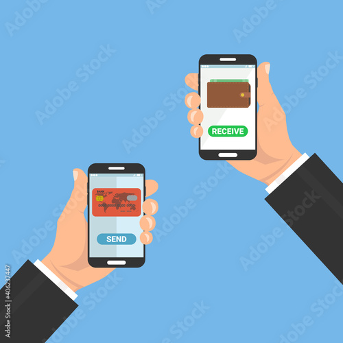 Money transactions, mobile banking icon. Vector illustration.