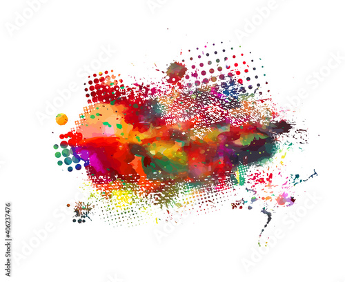 Multi color blots background. Grunge texture stroke line. Art ink dirty design. Paintbrush element. Brushstroke graphic. Vector illustration