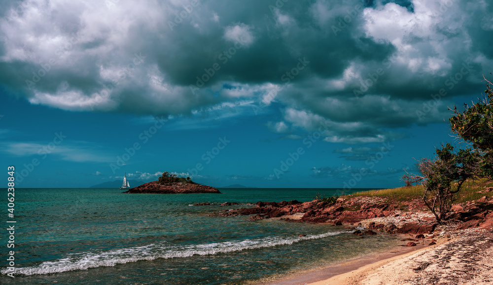 The Caribbean Sea on Antigua and Barbuda Beach.