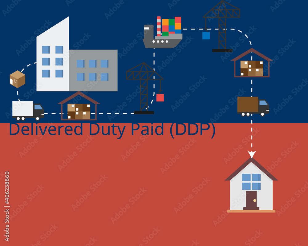 Obraz premium (DDP) Delivered duty paid which seller take all cost and responsibilities to deliver to buyer vector
