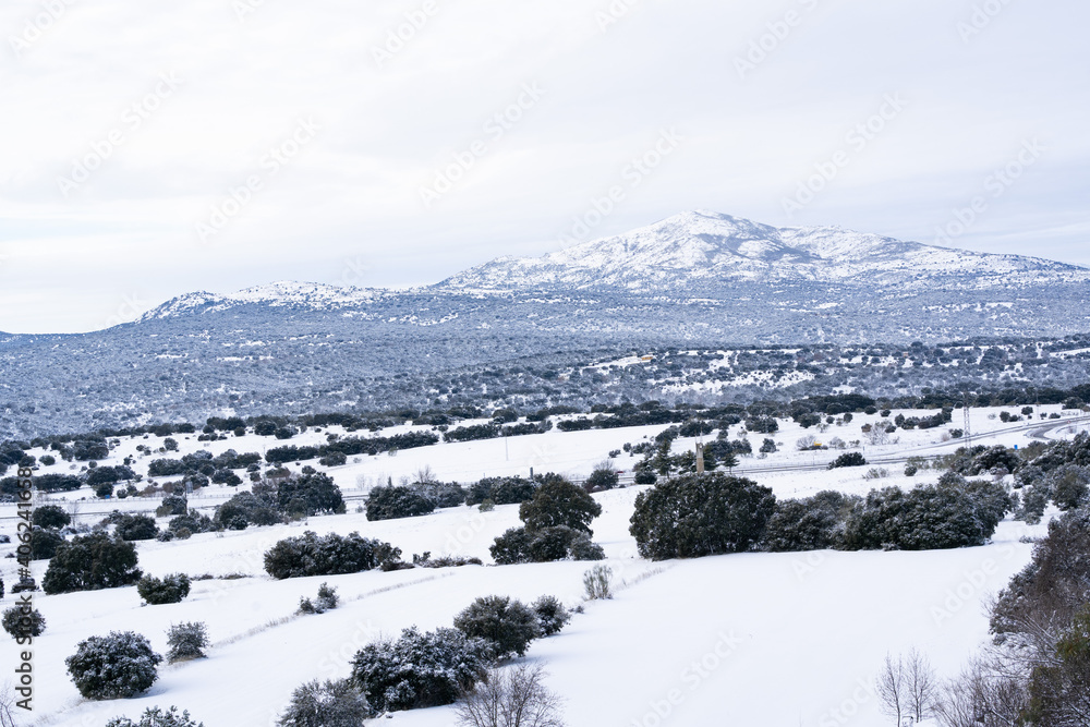 Snowy mountains of Madrid