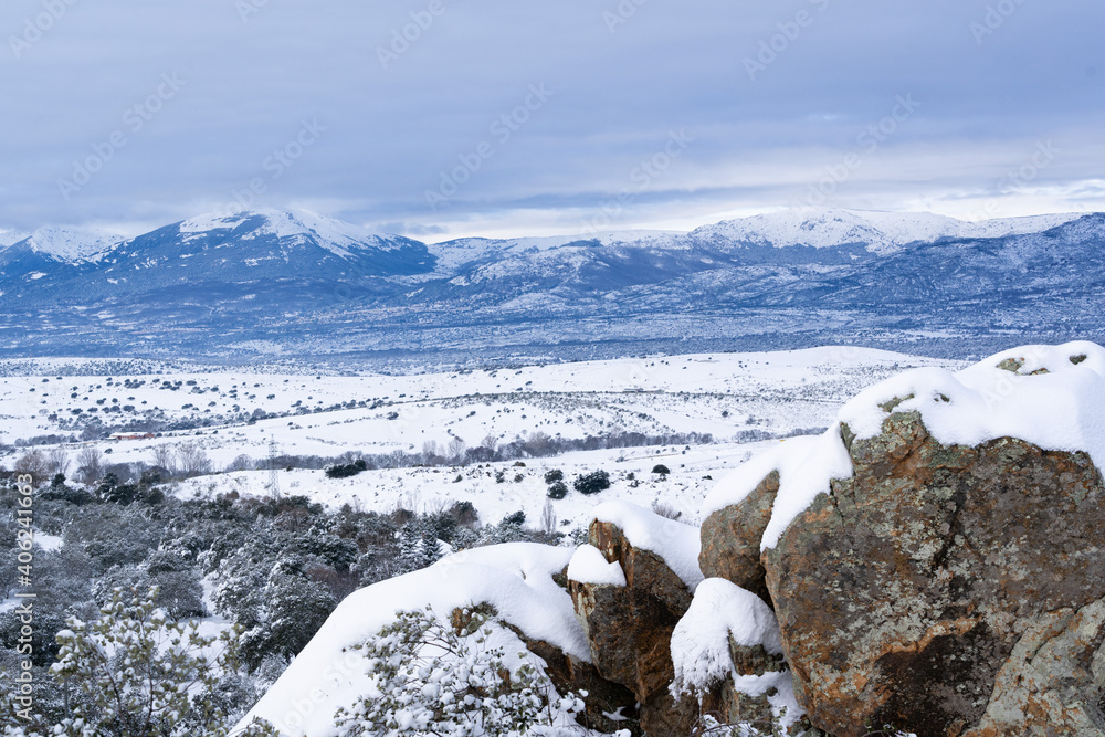North Madrid Snowy Mountain View
