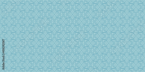 Decorative background pattern with floral ornament. Blue shades. Seamless wallpaper texture