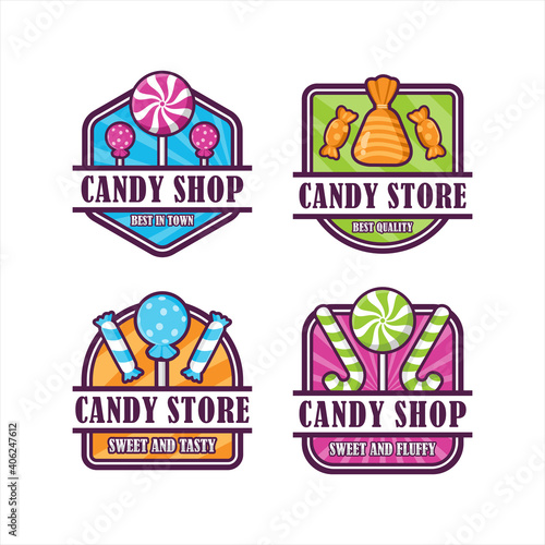 Obraz na płótnie Candy shop badge design premium collectiction w salonie