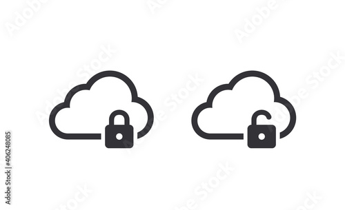 Vector lock. Closed lock. Lock icon. Protection icon. Padlock icon. Cloud storage. Cloud protection. Private storage. File access. Cloud download. Cloud with lock. Download file. Storage icon.