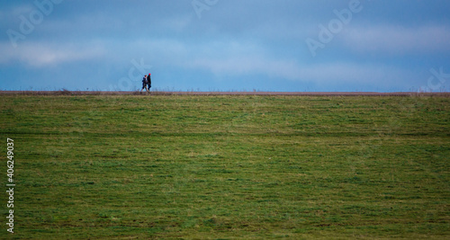 two distant walkers on the horizon