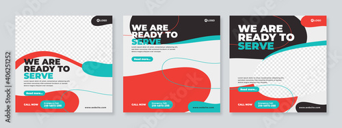 Healthcare Post Template Social Media Banners. Blue and Green background color - Vector