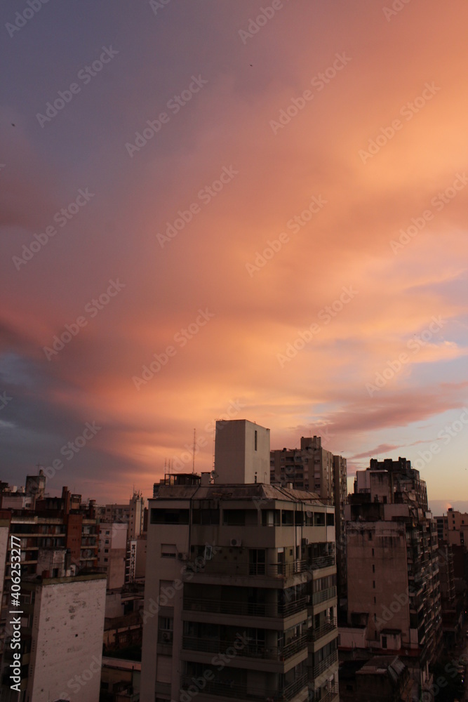 Fototapeta premium sunset over the city
