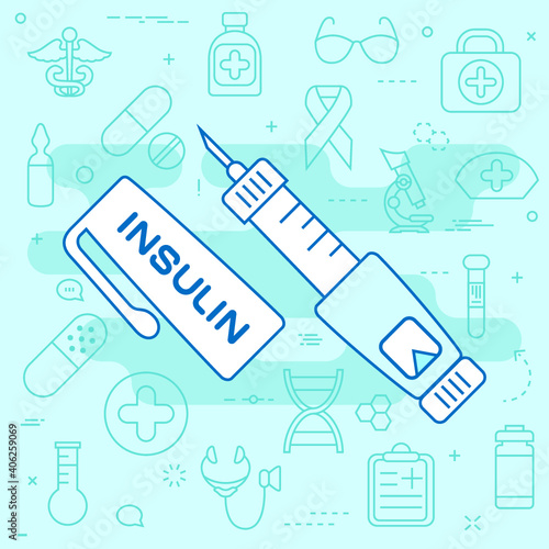 Insulin line concept. Vector illustration. Element template for design.