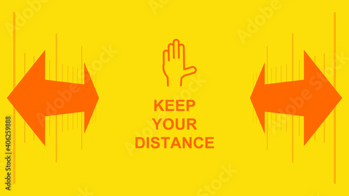 Safety message for maintain distance. Illustrations for promoting social distancing.